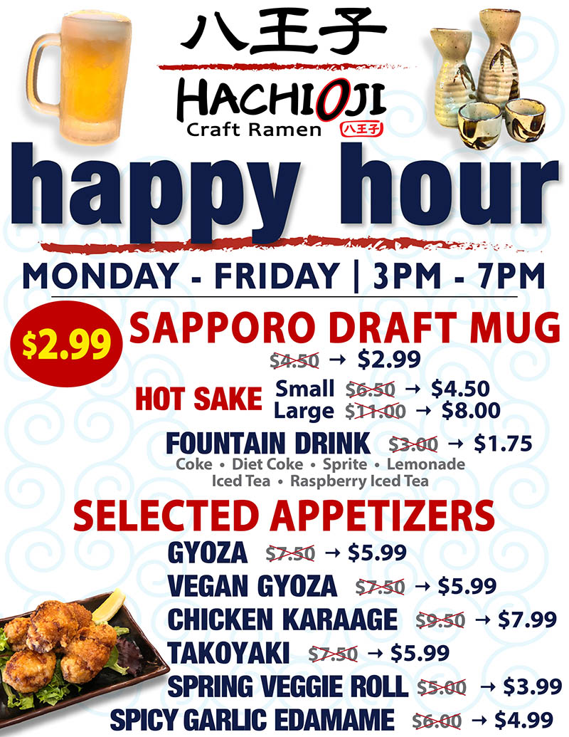 Happy Hour - Monday to Friday - 3pm to 7pm
